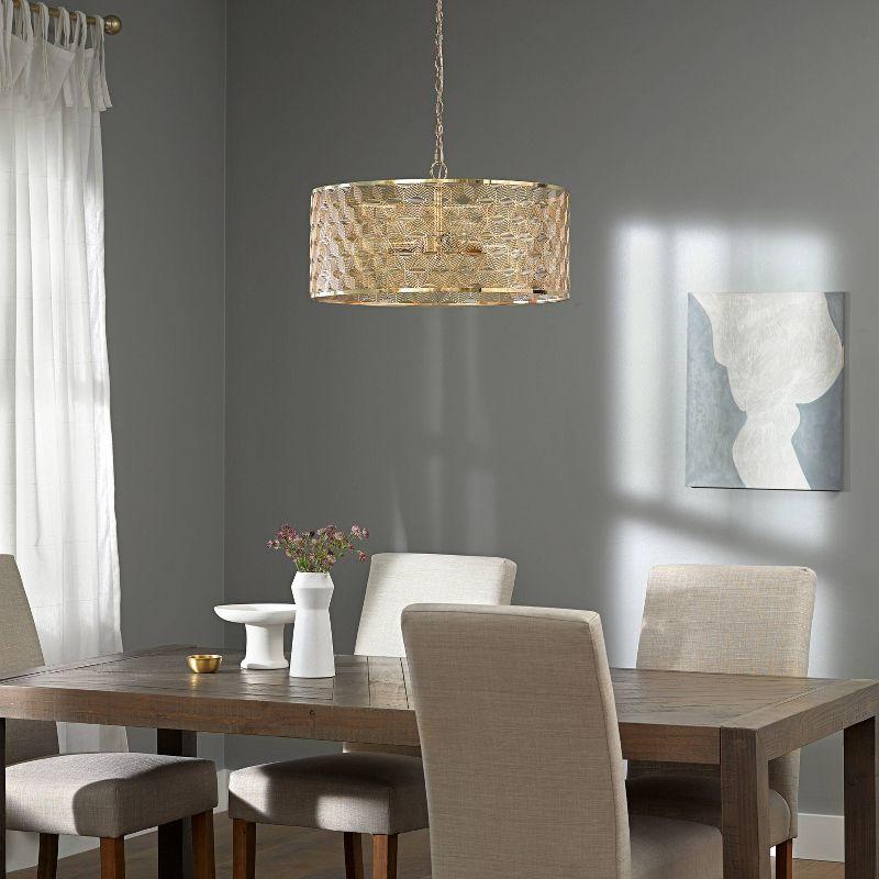 Amezcua 3 - Light Polished Gold Metal Drum Chandelier