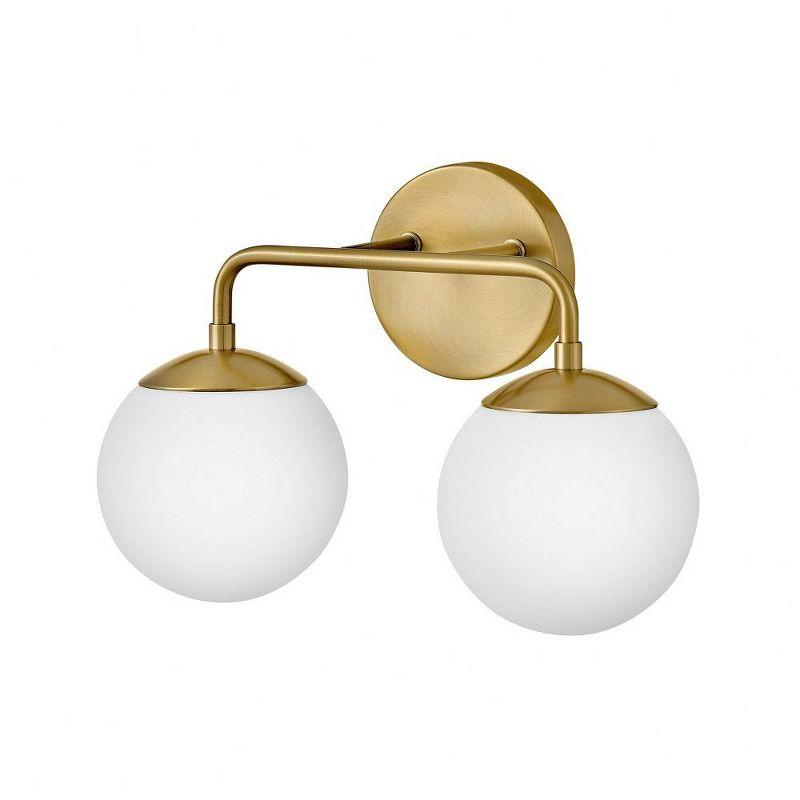 Lacquered Brass 2-Light Vanity with Etched Opal Glass Shades