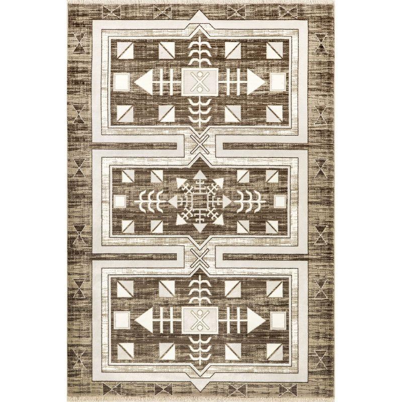 Lauren Liess x Rugs USA - Agave Geometric Fringed Indoor Area Rug, 6' 7" x 10' 2", Brown