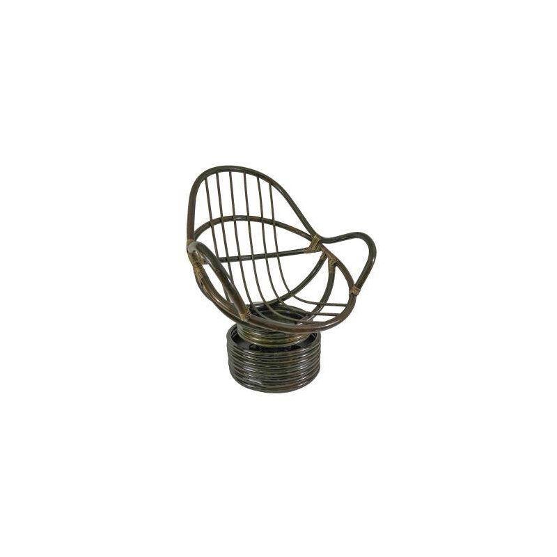 Swivel Rocker with Twill Cushion Navy Blue - International Caravan: Rattan Frame, Modern Arm Chair