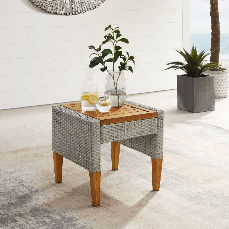 Capella Outdoor Wicker Side Table - Gray - Crosley