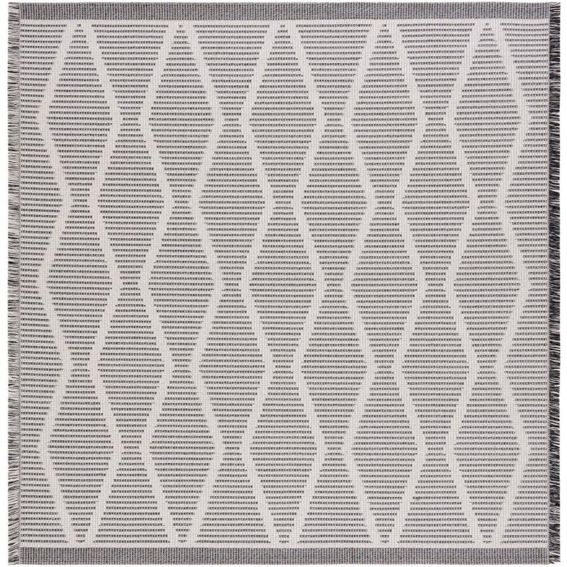 Ivory Elegance 6'4" Square Geometric Flat-Woven Area Rug