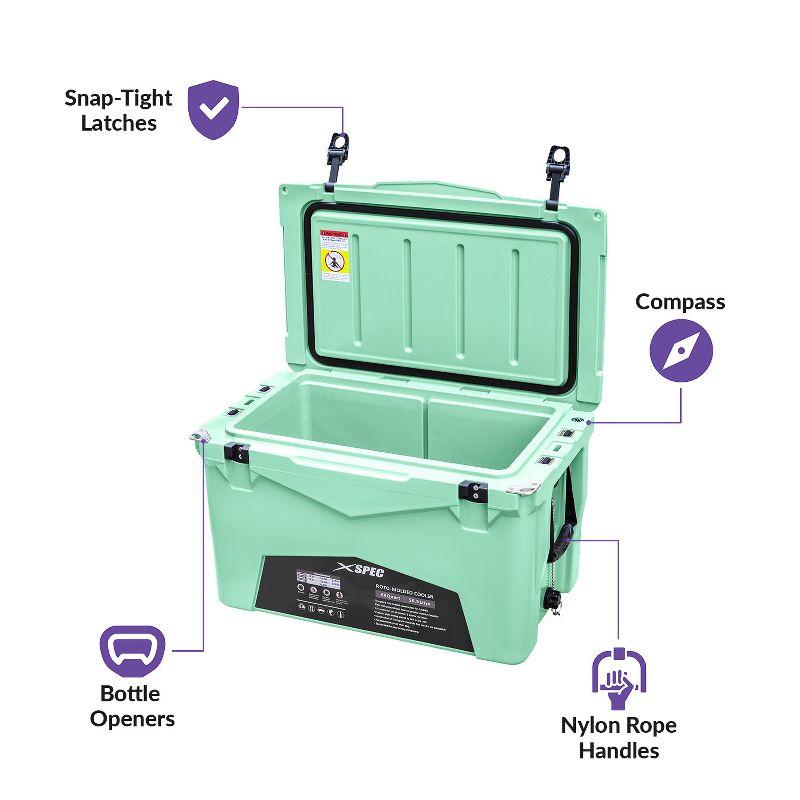 Xspec 60 Quart Roto Molded High Performance Ice Chest Outdoor Cooler, Seafoam