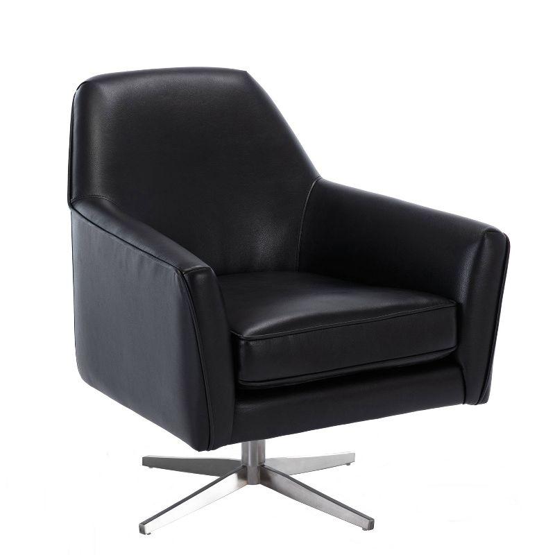 Phoenix Black Leather Gel Modern Swivel Barrel Accent Chair