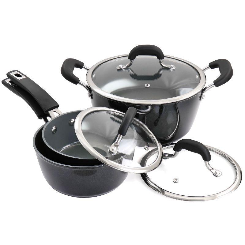 Kenmore 12 Piece Ceramic Coated Aluminum Cookware Set in Black