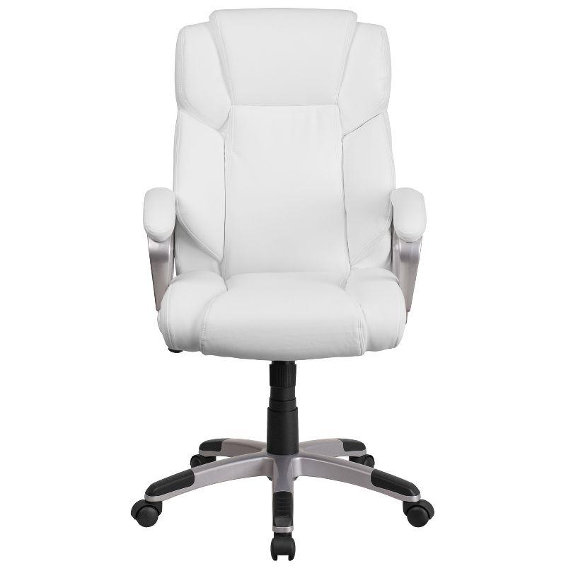 Flash Furniture Mid-Back White LeatherSoft Executive Swivel Office Chair with Padded Arms