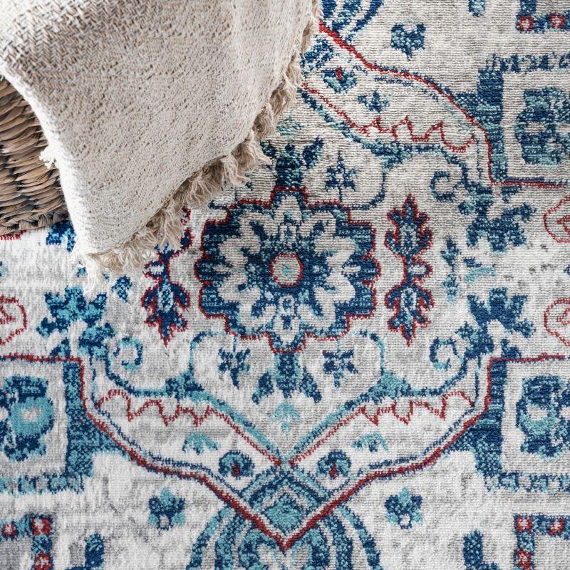 4'x6' Modern Persian Vintage Medallion Area Rug, Light Grey/Blue - JONATHAN Y