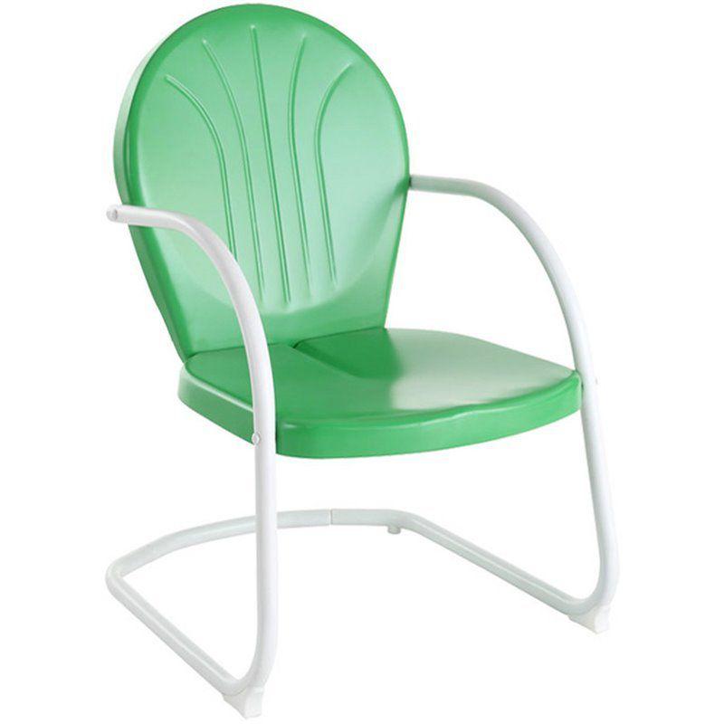 Metal Patio Arm Chair - Green: Crosley, Powder-Coated Steel Frame, UV & Weather-Resistant, 250lb Capacity