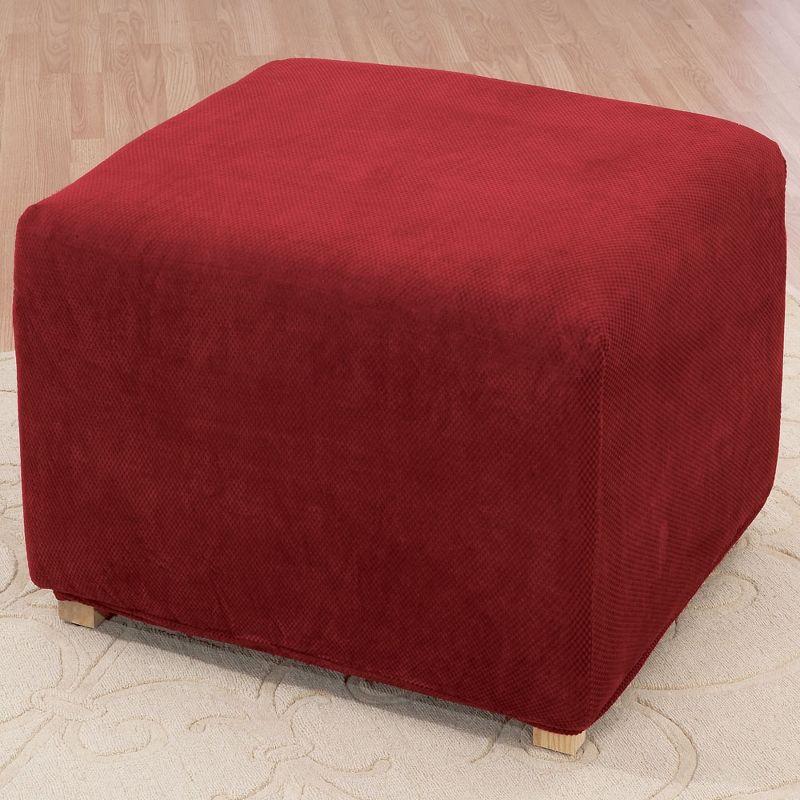 Garnet Waffle-Knit Stretch Pique Oversized Ottoman Slipcover