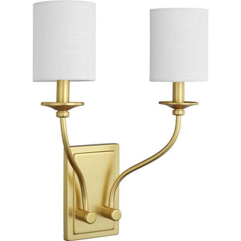 Progress Lighting Bonita 2-Light Wall Sconce, Brushed Nickel, Summer Linen Shade