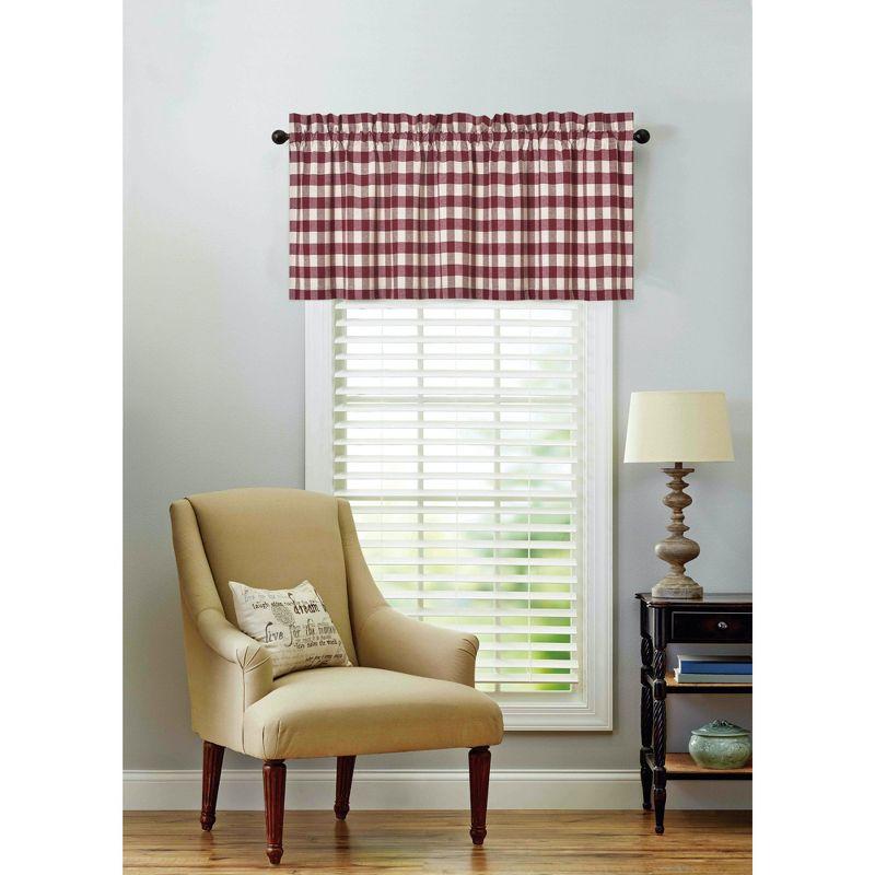 Candy Apple Red and White Plaid Kitchen Curtain Set