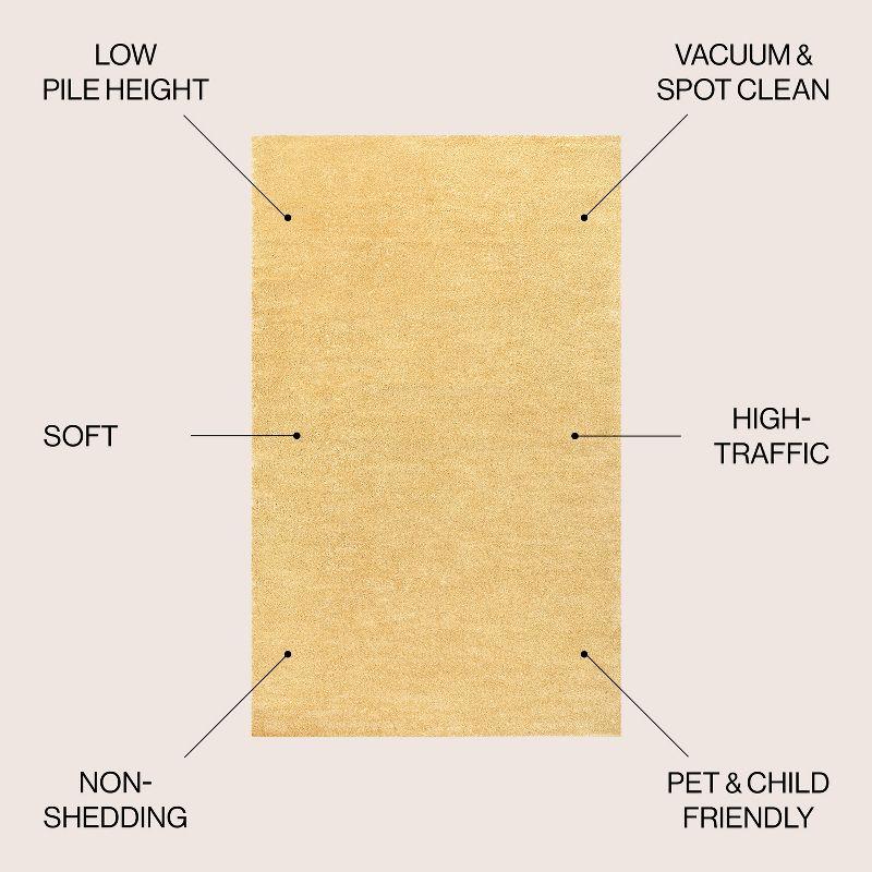 4'x6' Haze Solid Low-Pile Area Rug, Mustard - JONATHAN Y