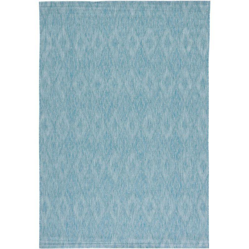 Aqua Diamond Weave 5'3" x 7'7" Synthetic Round Area Rug