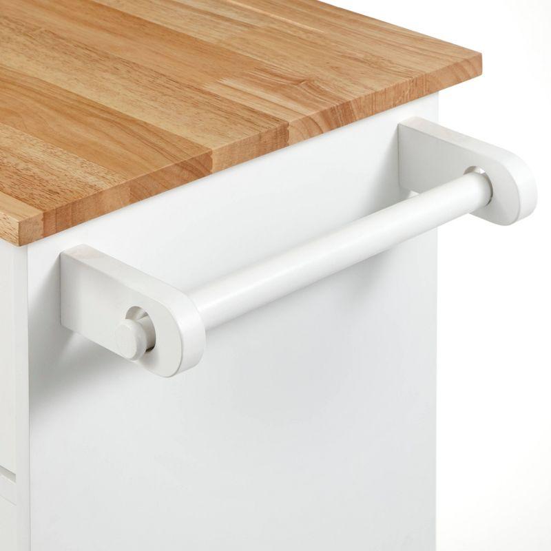 Lima Kitchen Cart White - Buylateral: Cottage Chic Storage, Towel Rung, Locking Wheels