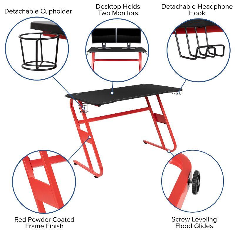 Red and Black Gaming Desk with Reclining Chair Set