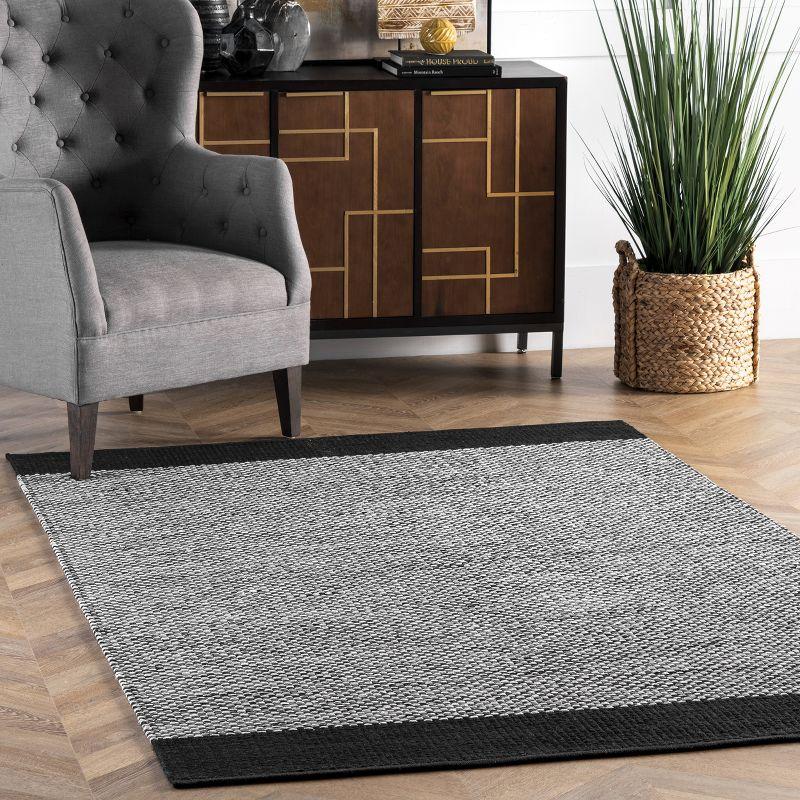 Handmade Reversible Black Cotton Flatweave Rug, 8' x 10'