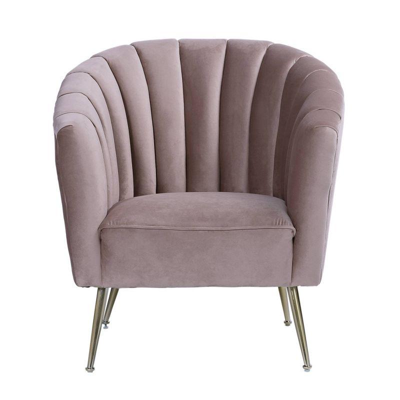 Set of 2 Rosemont Velvet Accent Chairs Blush - Manhattan Comfort: Gold Tone Stainless Steel Legs, Plush Upholstery