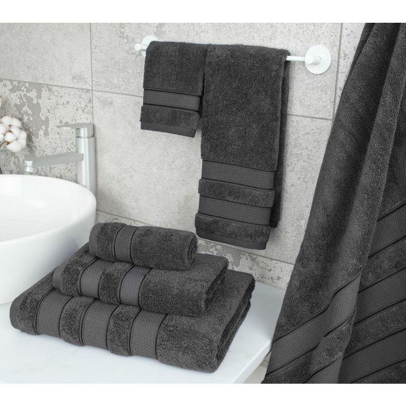 American Soft Linen Salem 6 Piece Towel Set, 100% Cotton Bath Towels for Bathroom, Dark Gray