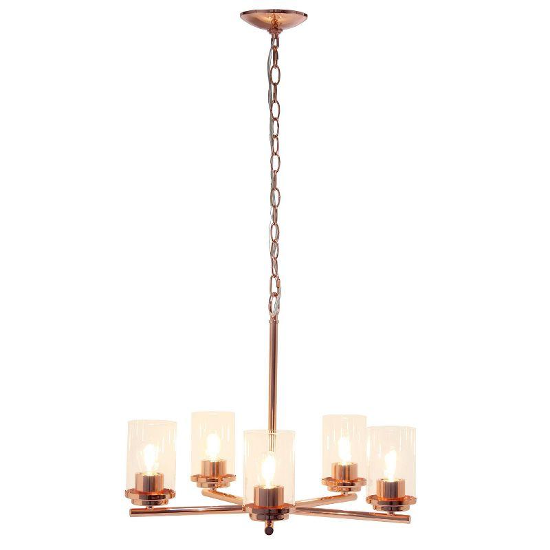 5-Light 20.5" Classic Contemporary Clear Glass/Metal Hanging Pendant  - Lalia Home