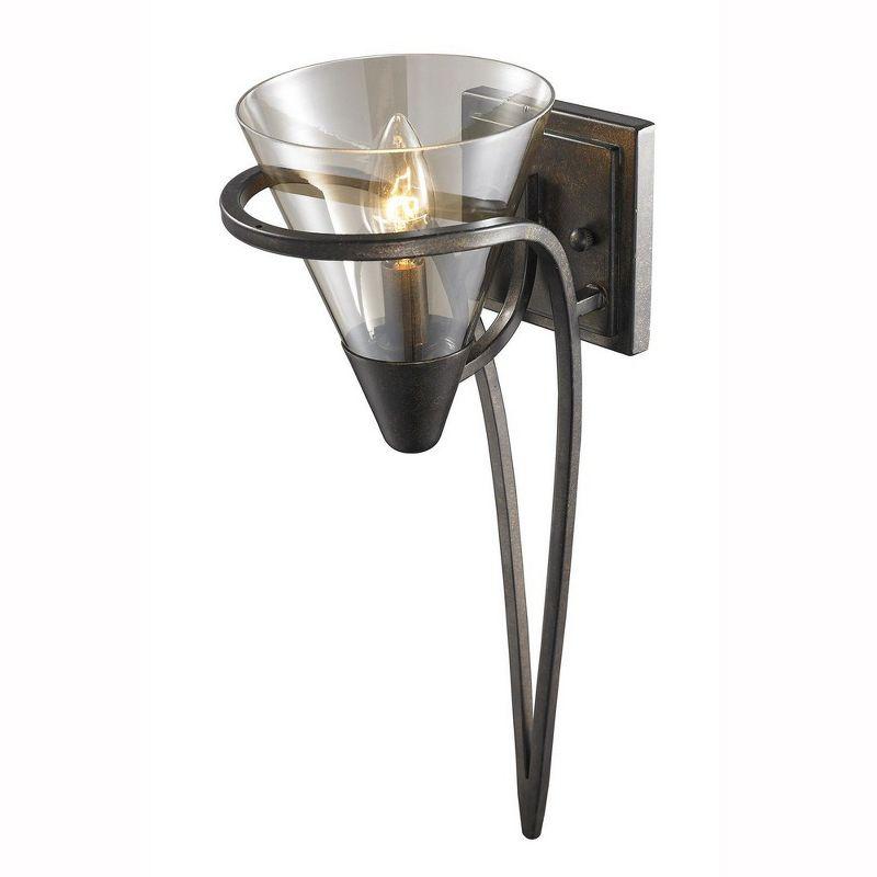 Golden Lighting Olympia 1-Light Wall Sconce in Burnt Sienna with Baltic Amber Glass