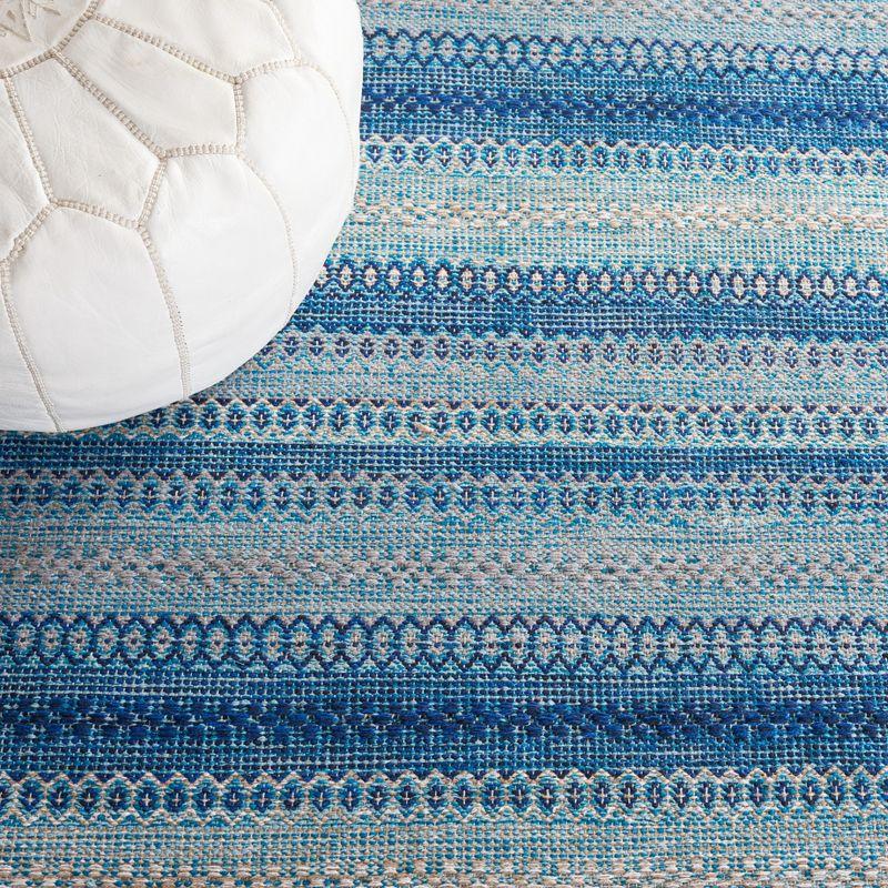 Gray and Blue Handwoven Cotton Area Rug