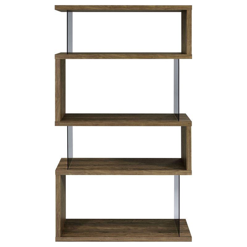 63" Emelle 4 Shelf Zig Zag Bookcase with Glass Panels - Coaster