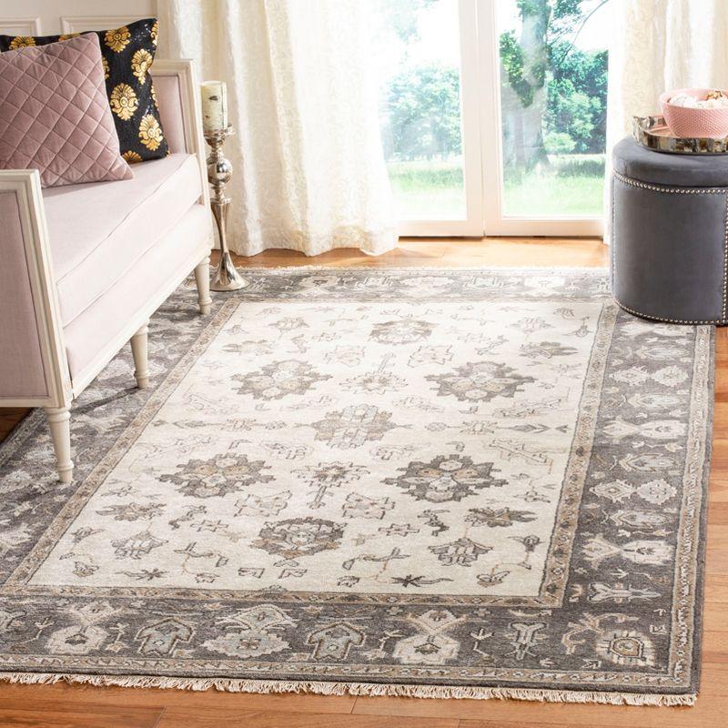 Oushak OSH235 Hand Knotted Area Rug - Ivory/Charcoal - 6'x9' - Safavieh.