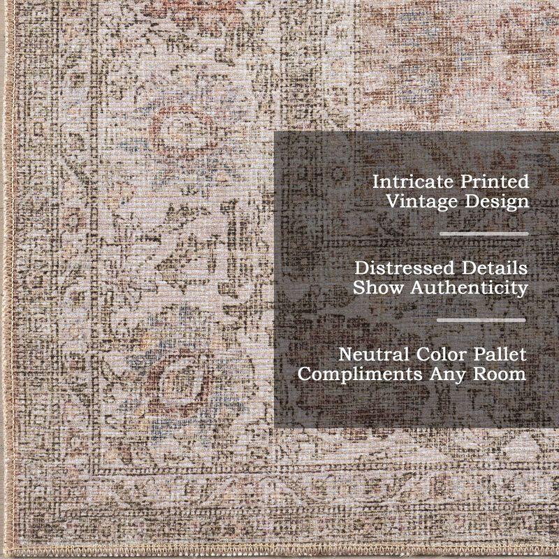 Nuloom Hillstone Collection Glenette Traditional Vintage Medallion Area Rug, 4' x 6', Ivory