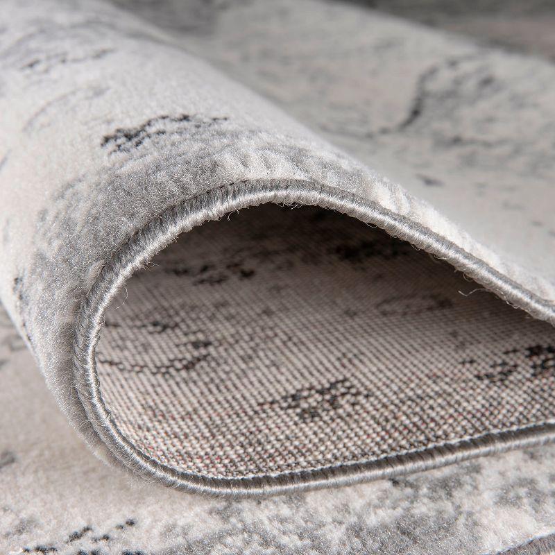 World Rug Gallery Vintage Oriental Distressed Medallion Gray 3'3" x 5' Area Rug:  Stain-Resistant,  Low Pile,  Pet Friendly