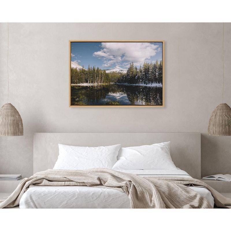 Kate and Laurel Sylvie Mountain Reflection Framed Canvas by Patricia Hasz of Patricia Rae Photography, 23x33, Natural