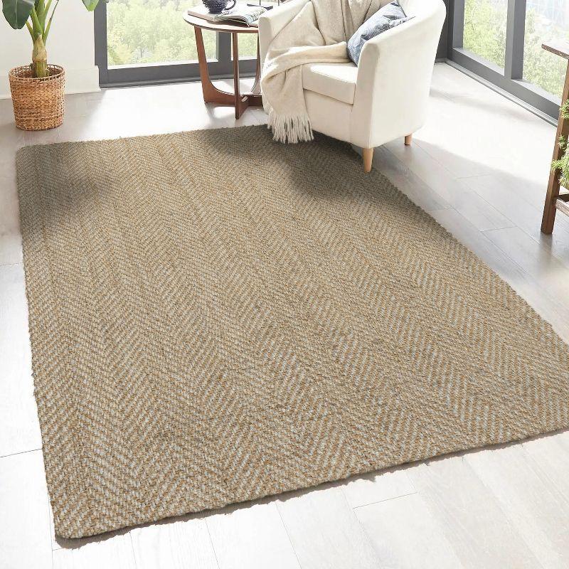 Espina Hand Woven Herringbone Chunky Jute Indoor Area Rug - JONATHAN Y