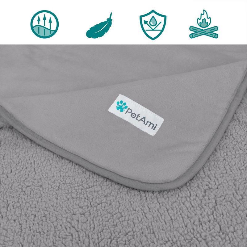 PetAmi Waterproof Dog Blanket For Pet Cat, Faux Shearling Fleece Couch Cover, Soft Plush Washable Reversible Throw