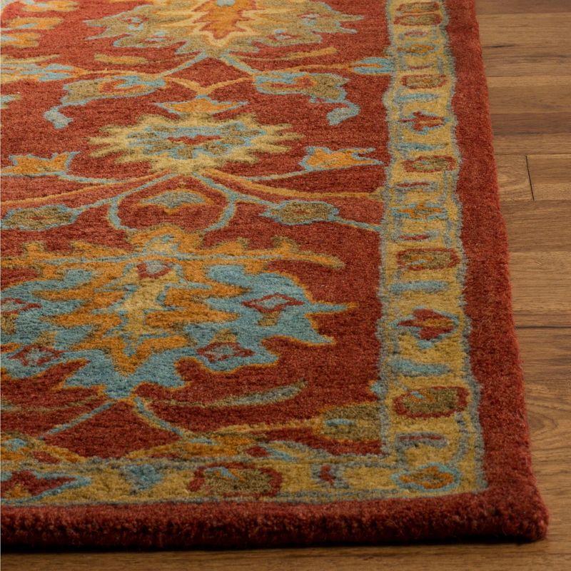 Elegant Heritage Hand-Tufted Wool Area Rug, 5' x 8', Red