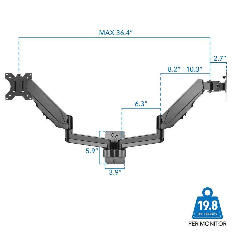 Mount-It! Height Adjustable Dual Monitor Wall Mount | Supports Monitors w/ 75x75mm and 100x100mm VESA Patterns & Screens 17" to 32" | Cable Management