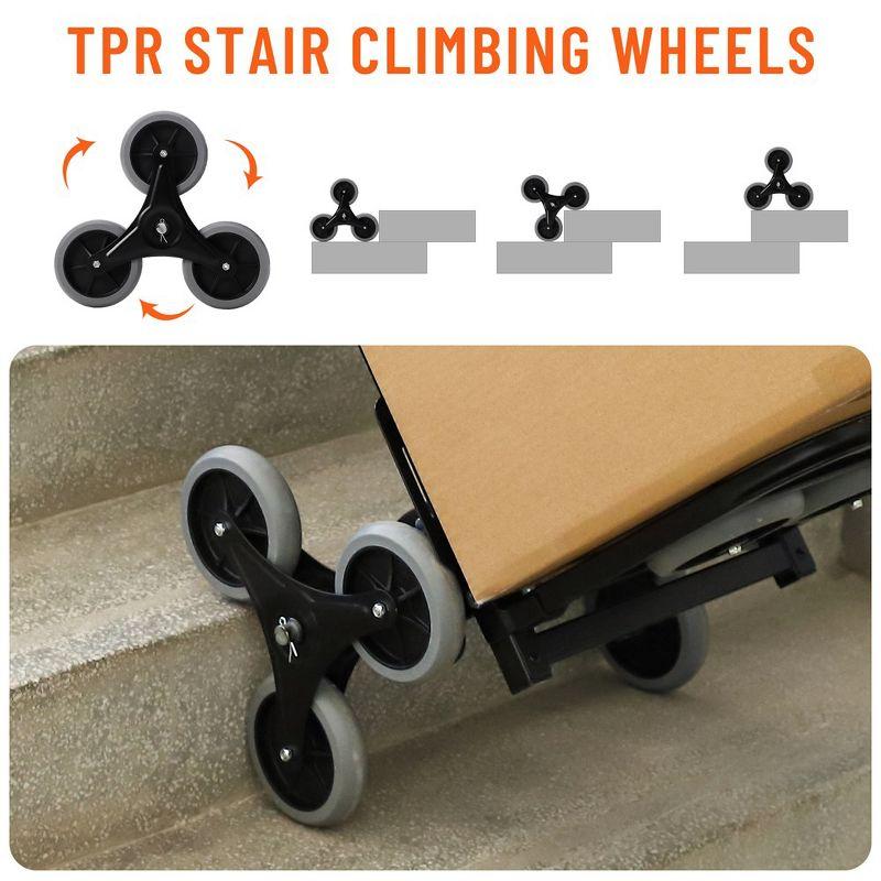 Black 330 LB Stair Climbing Hand Truck Dolly with Adjustable Handle