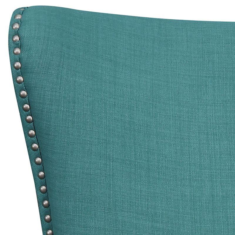 Picket House Furnishings Karson High Back Upholstered Chair Teal: Occasional Slipper Chair, Polyester Fabric, Wood Legs
