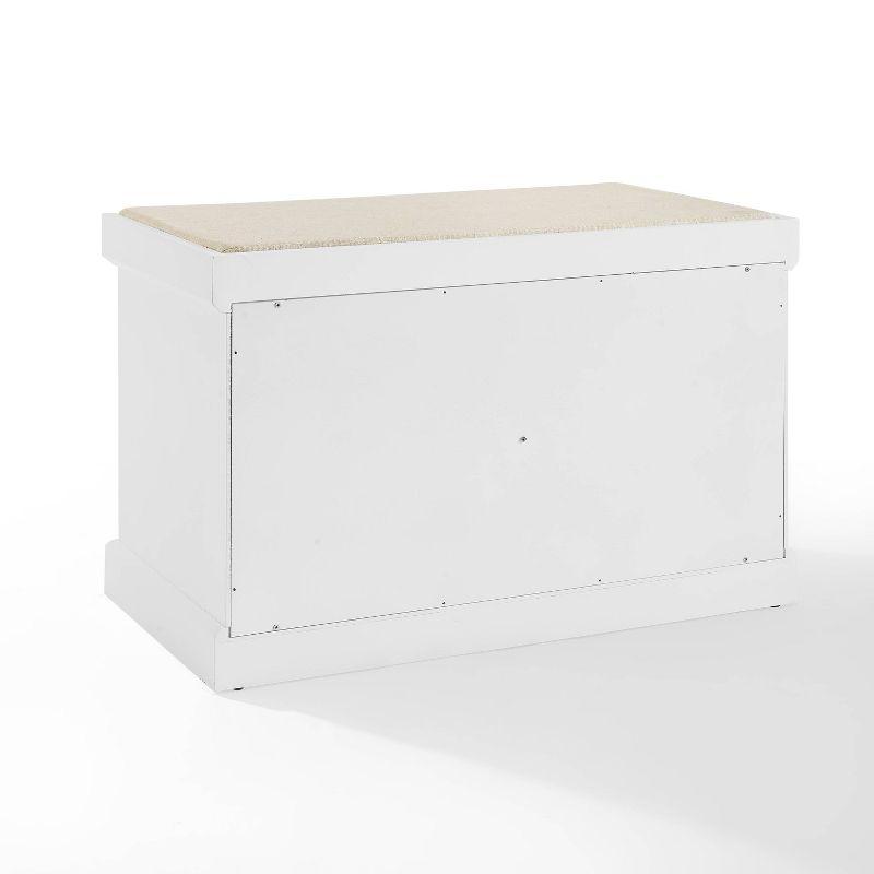 Beige Linen Coastal Storage Bench with Adjustable Shelves