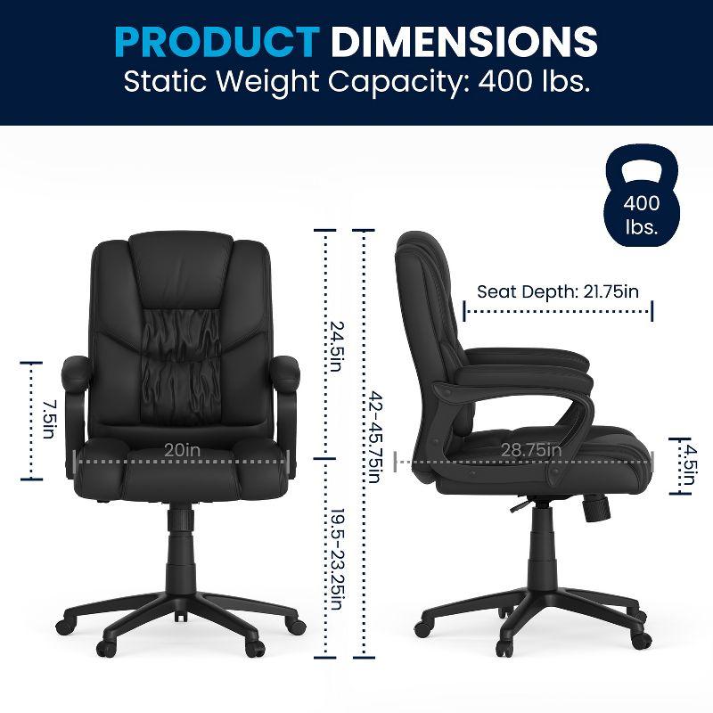 Ergonomic High-Back Black Leather Swivel Office Chair with 360° Swivel