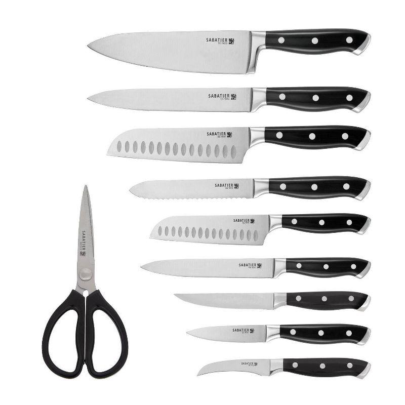 Sabatier 16pc Triple Rivet Rubberwood Block Knife Set: High Carbon Stainless Steel, Ergonomic Handle, Kitchen Cutlery