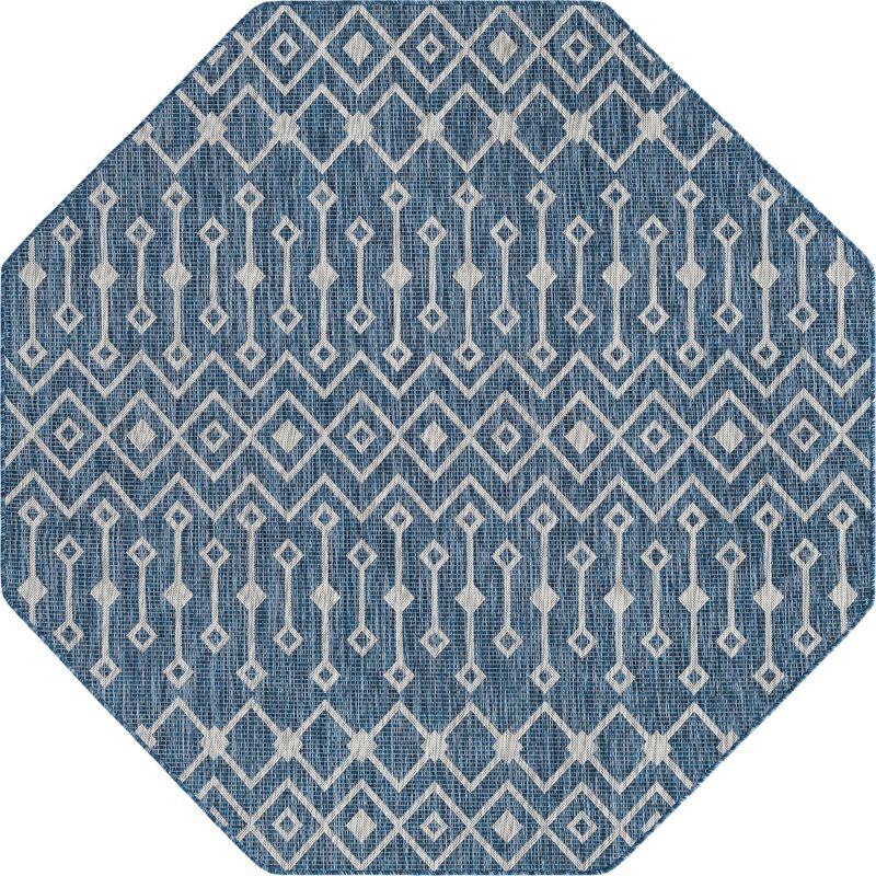 Unique Loom 7' 0 x 7' 0 Octagon Indoor/Outdoor Trellis Blue Area Rug
