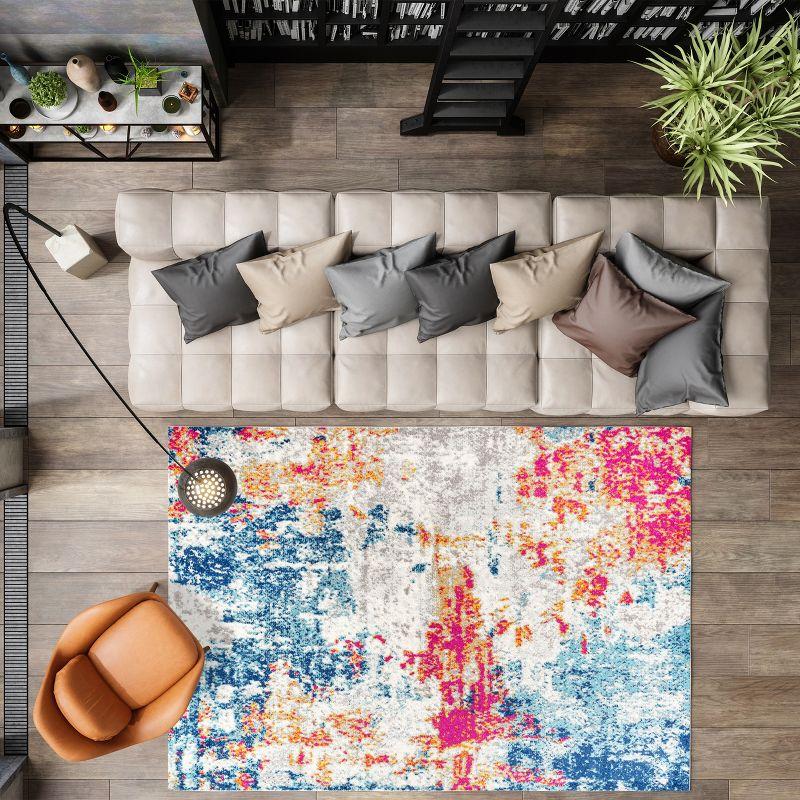 8'x10' Sunset Modern Abstract Area Rug, Blue/Multi - JONATHAN Y