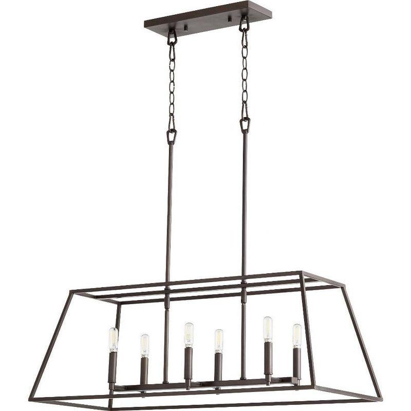 Elegant Oiled Bronze 6-Light Glass Pendant for Indoor/Outdoor Use