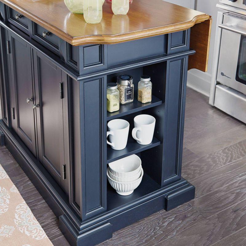 Black and Distressed Oak Kitchen Island with Drop Leaf