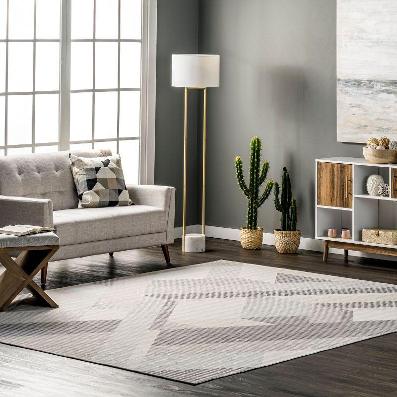 Nuloom Alesha Modern Striped Machine Washable Indoor Area Rug Beige 4' x 6'