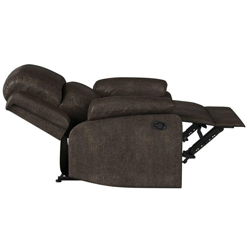 Dorian Dark Brown Faux Leather Recliner with Wood Frame