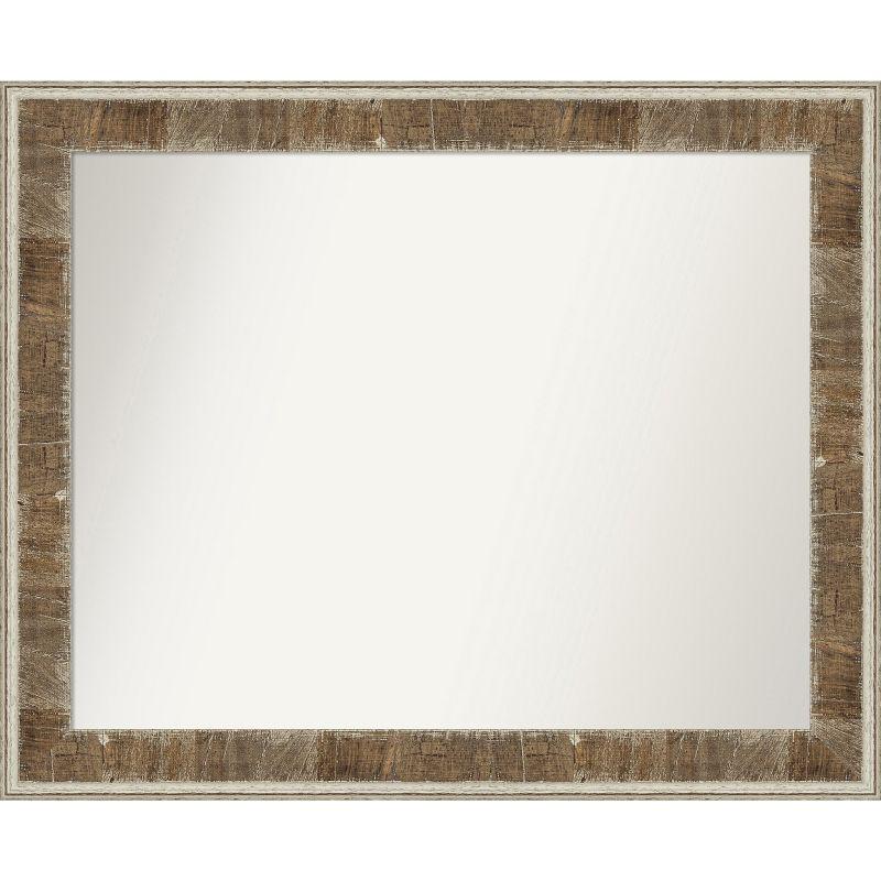 Farmhouse Brown Rectangular Wood Bathroom Vanity Mirror