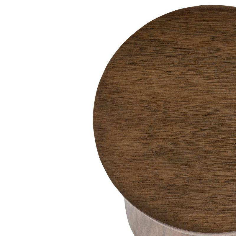 East at Main 19" Cinched Wood Drum Table Walnut: Handcrafted, Mango, No Assembly Required