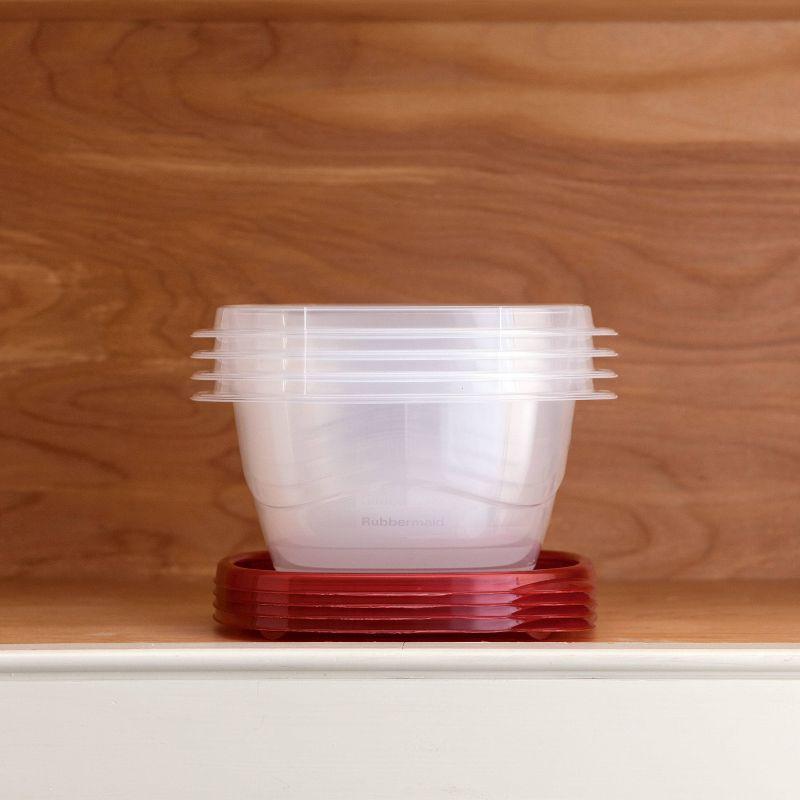 Rubbermaid 4pk 5.2c TakeAlongs Deep Square Food Storage Containers Ruby Red: Plastic Containers with Lids, Dishwasher-Safe