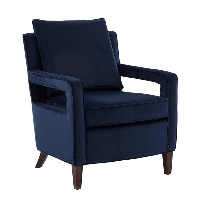 Questa Navy Blue Velvet Wooden Leg Accent Armchair