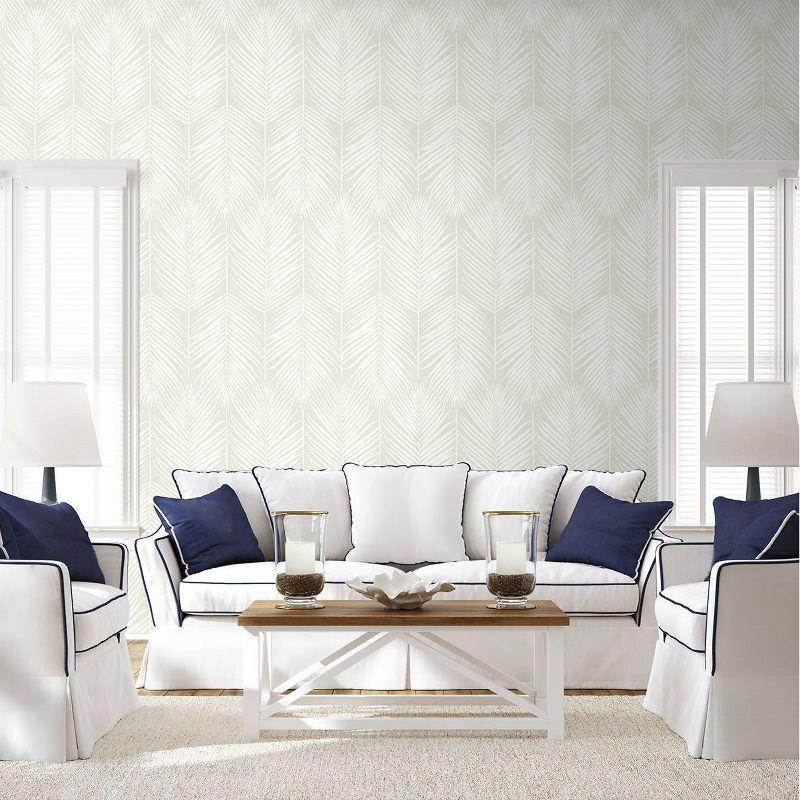 NextWall Palm Silhouette Peel and Stick Wallpaper Light Beige: Vinyl, Self-Adhesive, Botanical Leaf Pattern, 30.75 Sq Ft Coverage